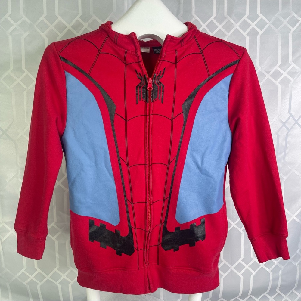 Marvel Spider-Man Far From Home Red Blue Zip-Up Hoodie Kids L